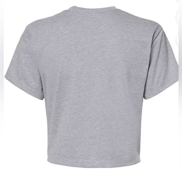 NWT Barbie Women’s Teens Gray Short Sleeve Crop Top Graphic Tee “Barbie” Size S - Picture 2 of 8